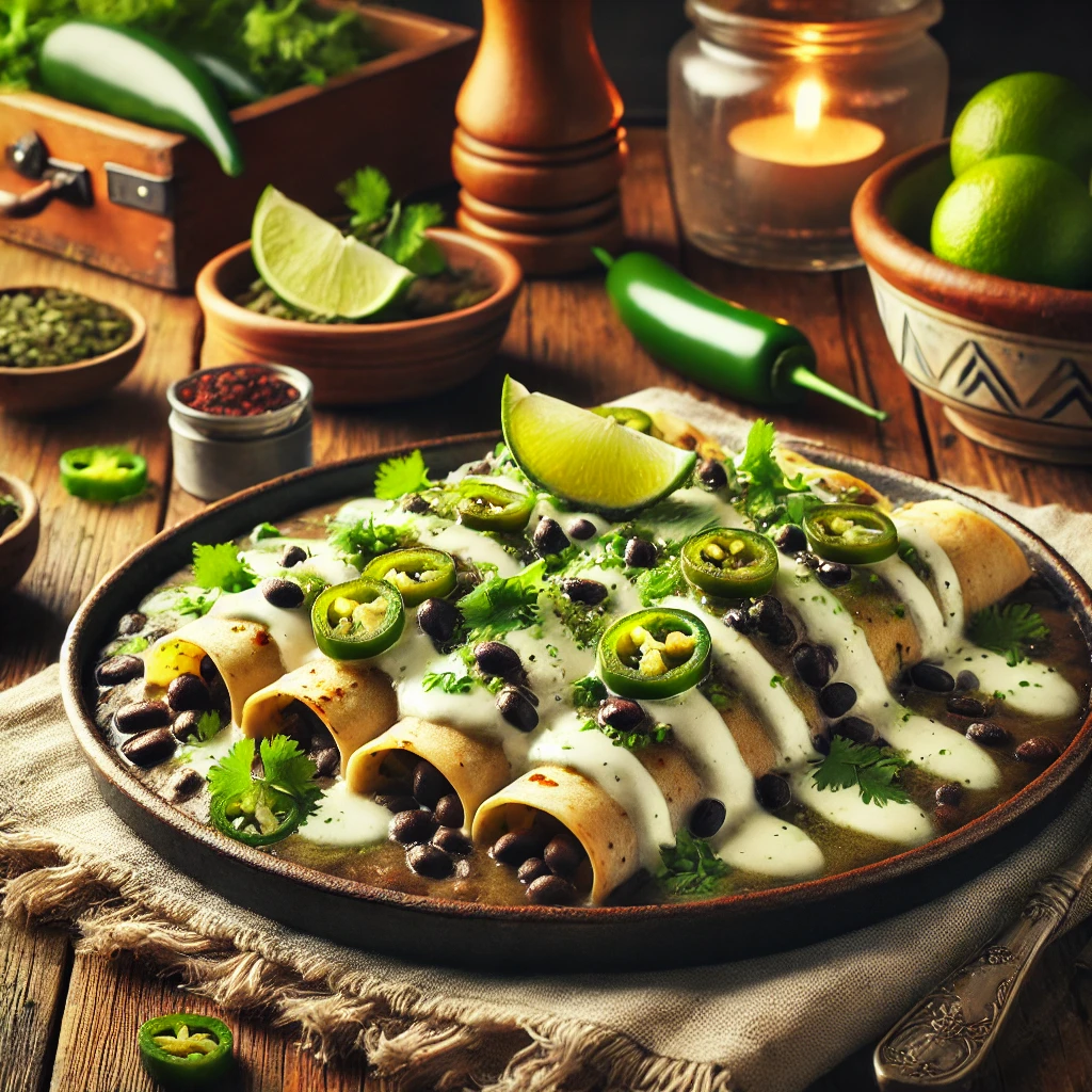 Black-Bean-Green-Chili-Enchiladas-with-Vegan-Jalapeno-Cream-Sauce