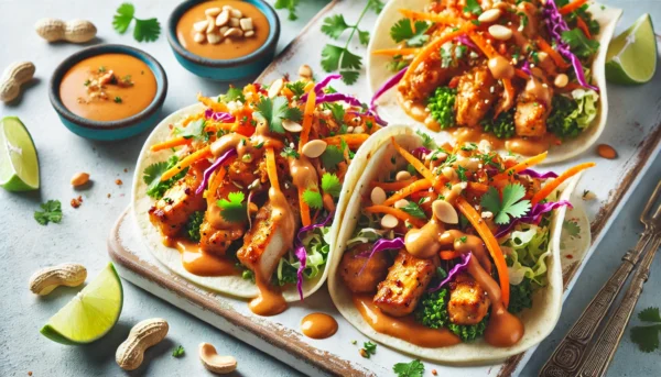 Thai Chicken Tacos with Spicy Peanut Sauce Recipe