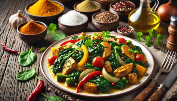 Chicken and Spinach Stir-fry (India) and Its Nutritional Information