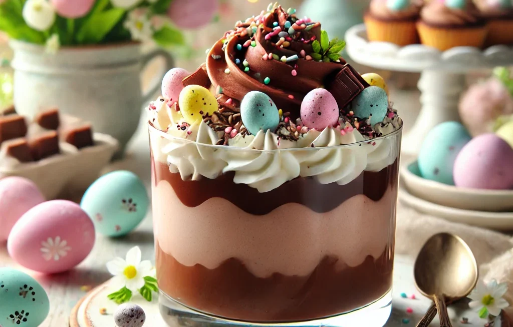 Chocolate Mousse with Easter Sprinkles A Light and Festive Dessert