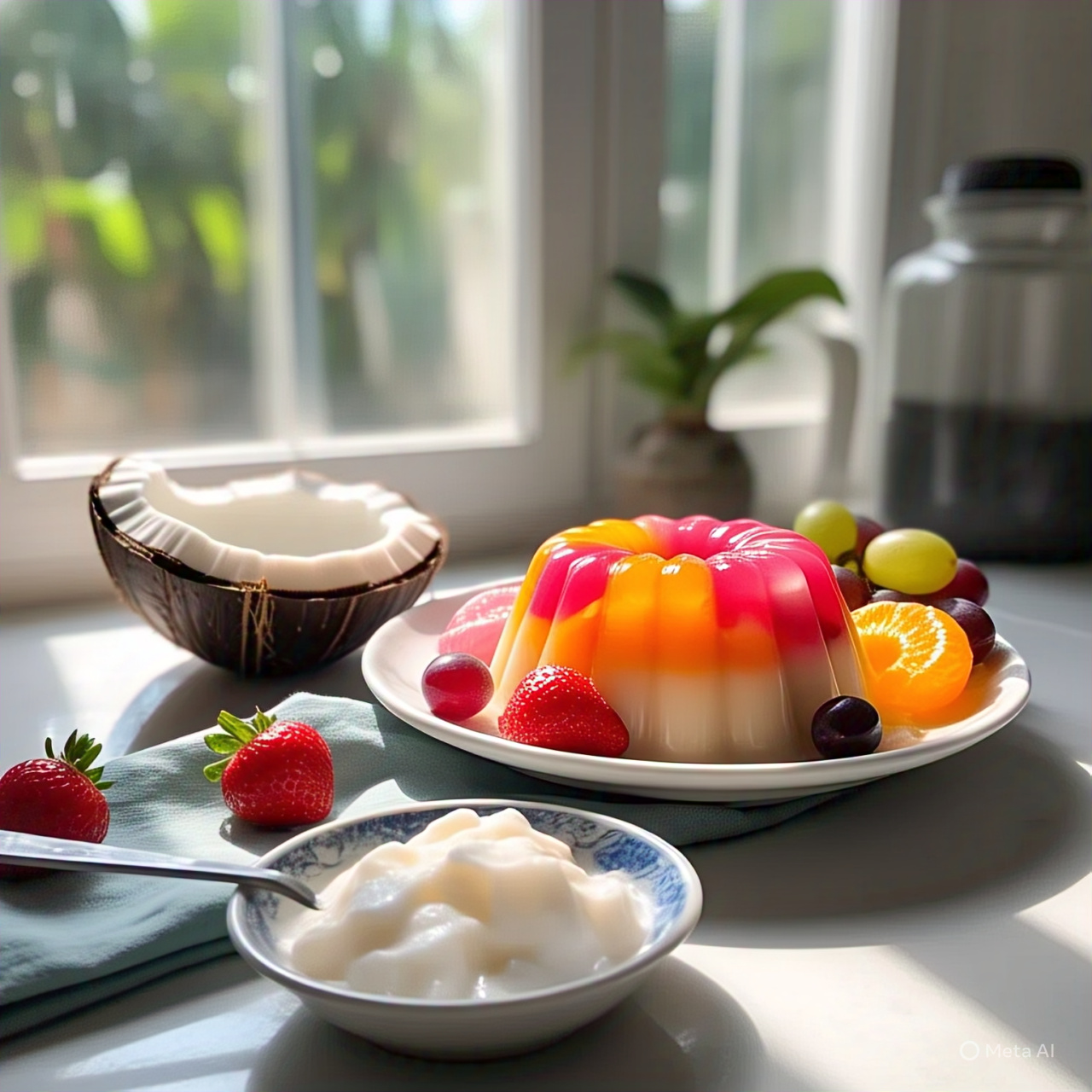 Coconut Milk and Mixed Fruit Jelly Pudding – A Tropical No-Bake Delight