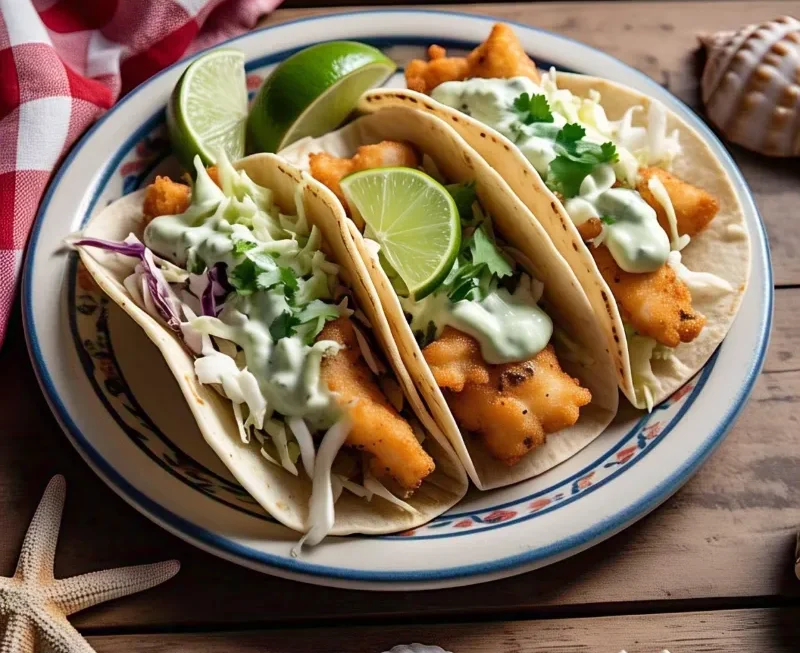🐟 Easy Fish Tacos with Lime Crema – A Fresh, Zesty Delight