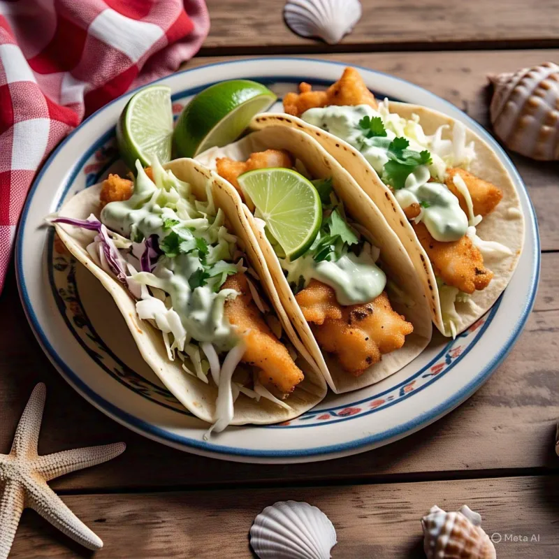 🐟 Easy Fish Tacos with Lime Crema – A Fresh, Zesty Delight